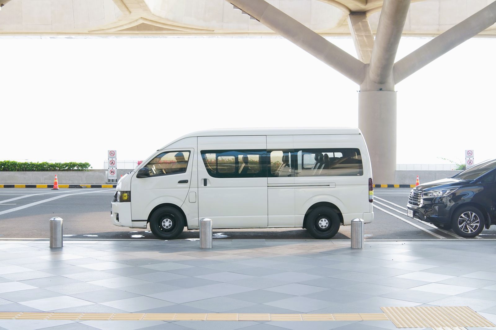 Private airport transfer van at the terminal