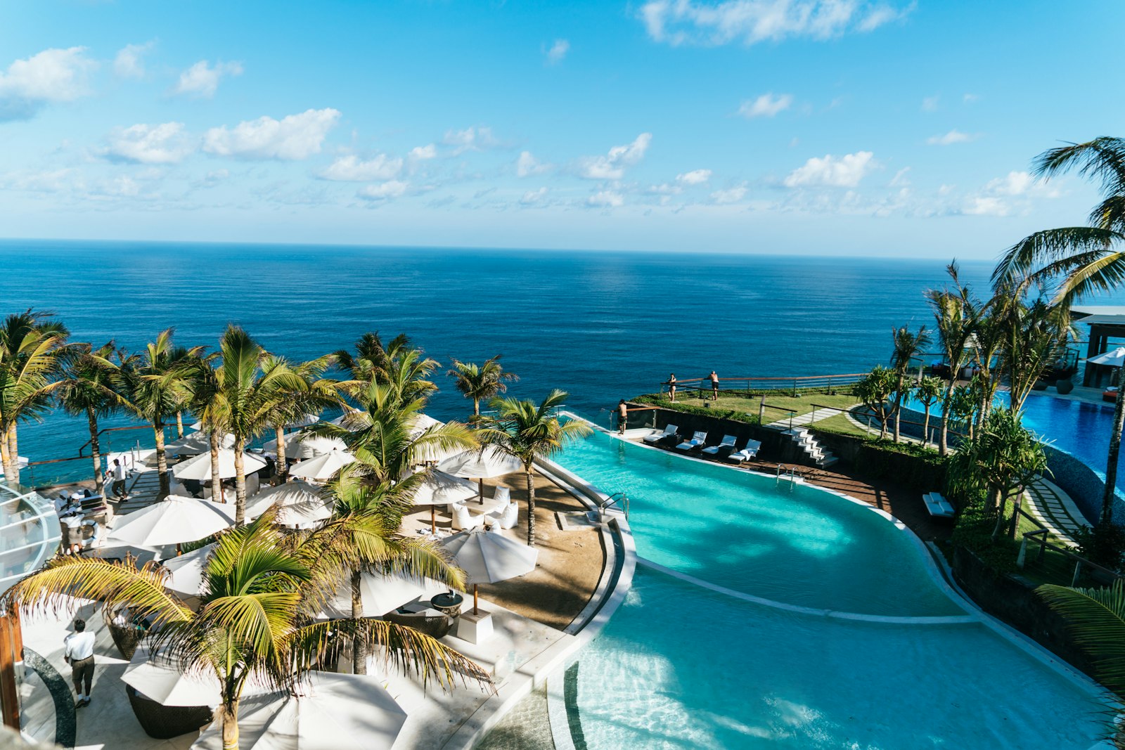 Luxury hotel rooftop pool overlooking Barcelona